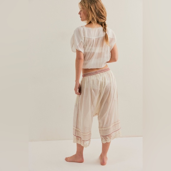 New! Free People Endless Afternoon Bloomers Swiss Dot Embroidered Lace Harem 🌹 M - Picture 7 of 16